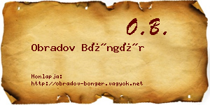 Obradov Böngér névjegykártya